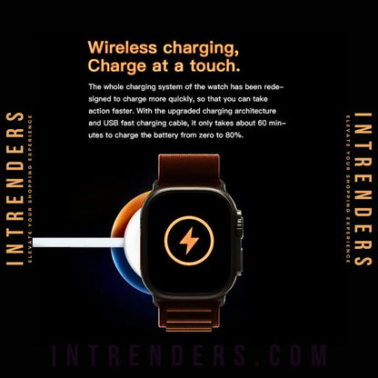 T800 Ultra Smart Watches For Men And Women, LCD 2.2" Touch Screen, Heart Rate Detection, Sleep Monitoring, Android IOS, Orange ,White And Black