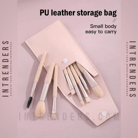 Shein - 8Pcs Makeup Brush Set With Storage Bag